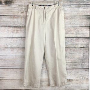 Christopher & Banks Cropped Pants High Waist Elastic Waistband Beige Women's 4